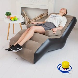 Kerusi Kembung Boleh Lipat Ergonomisch met Tempat Letak Tangan - Termasuk Pam Kaki, Sesuai voor Bersantai van Bilik Time, Ruang Tamu, Pejabat of Perjalanan